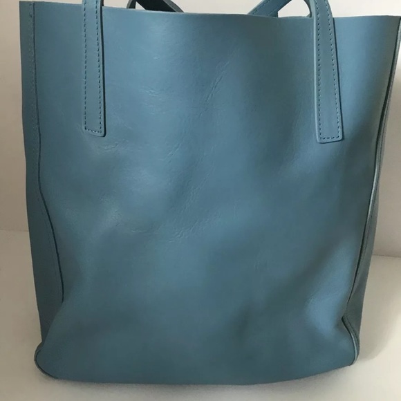 SHINOLA DETROIT MEDIUM SHOPPER TOTE DEMIN BLUE LEATHER RARE BEACH TRAVEL NEW - Picture 3 of 11